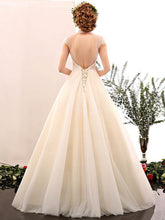 Elegant Beaded High Neck Ball Gown Wedding Dress